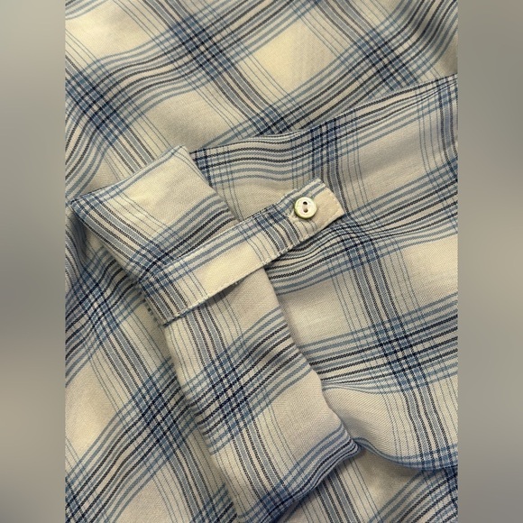 Just In Time Plaid Wrap Top- Blue & White - Picture 13 of 14